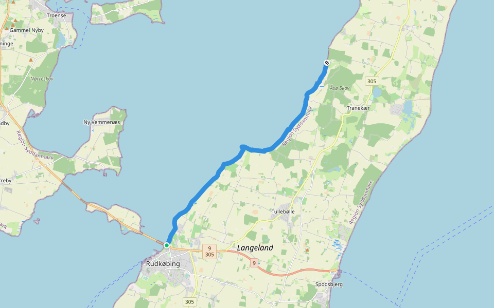 Rudkøbing - Korsebølle walking route map in Rudkøbing