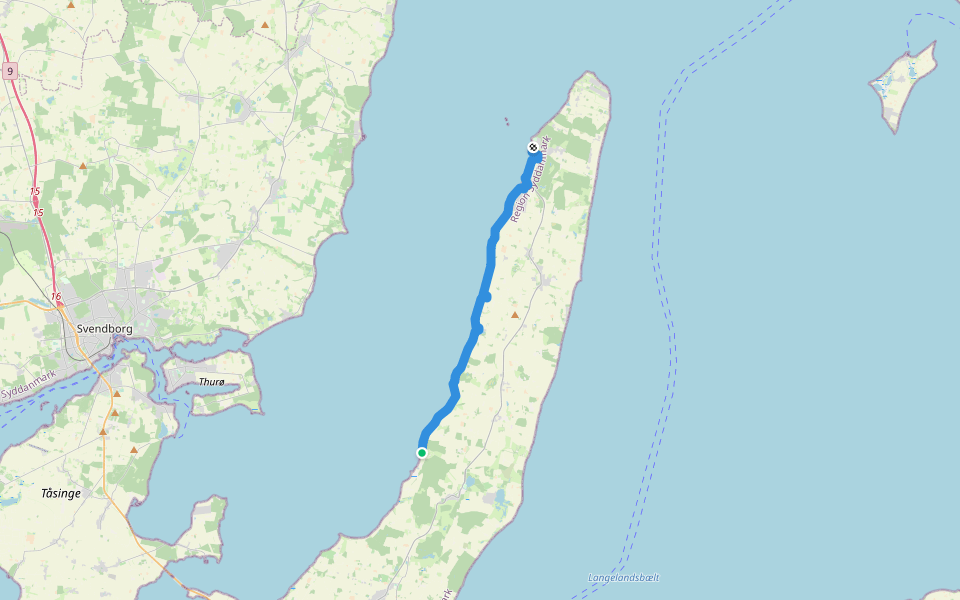 Korsebølle - Lohals walking route map in Tranekær