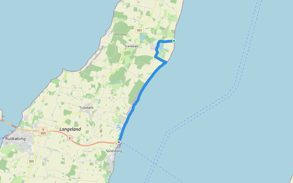 Botofte - Spodsbjerg walking route map in Tranekær