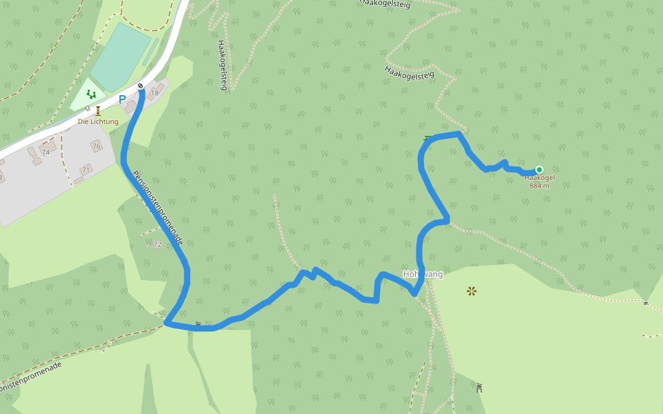 Haakogelweg walking route map in Prein