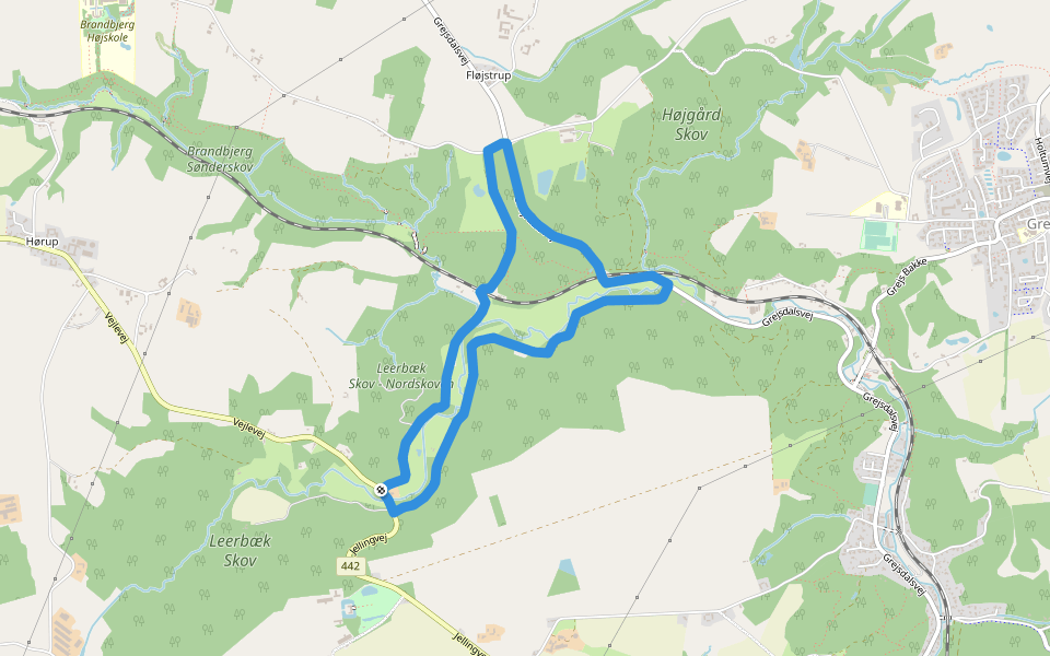 Lerbæk Skov rundtur walking route map in Jelling