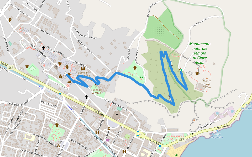 Sentiero di San Francesco o Giove Anxur walking route map in Terracina