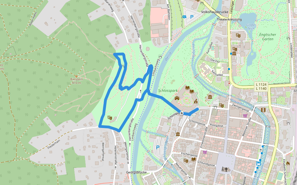 Johannes Brahms Weg walking route map in Meiningen