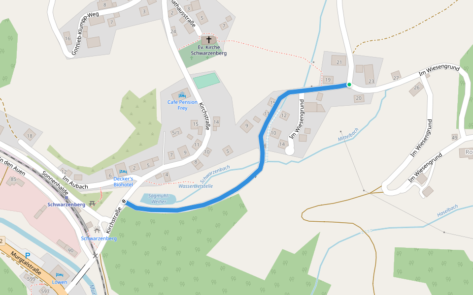 Schwarzenberg Im Wiesengrund - Schwarzenberg Sägmühl-Weiher