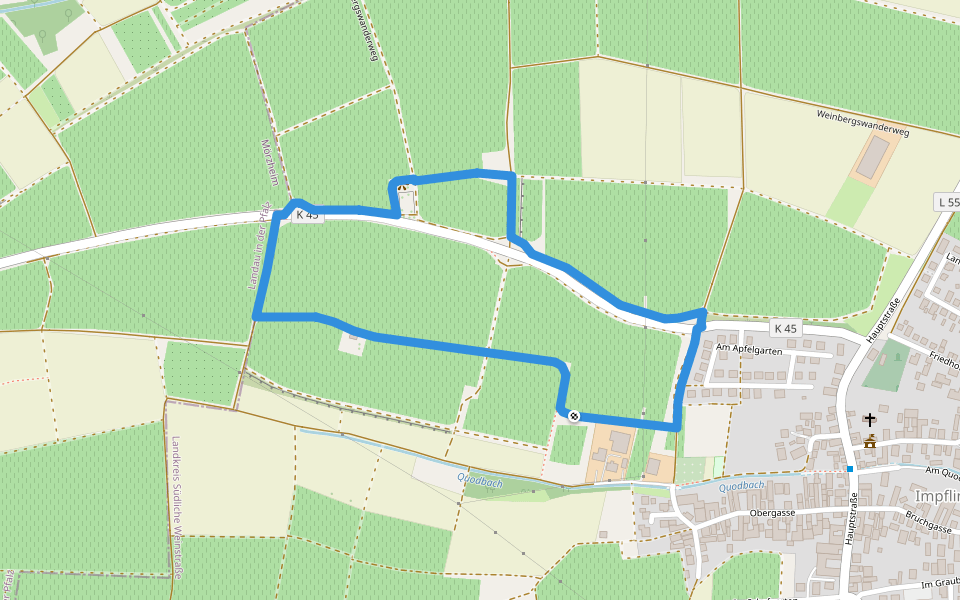 Weinbergswanderweg Impflingen (kurze Tour) walking route map in Impflingen
