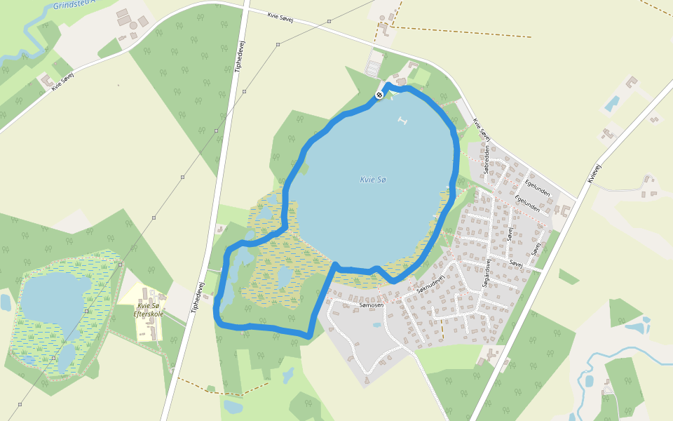 Kvie Sø rundtur walking route map in Ansager