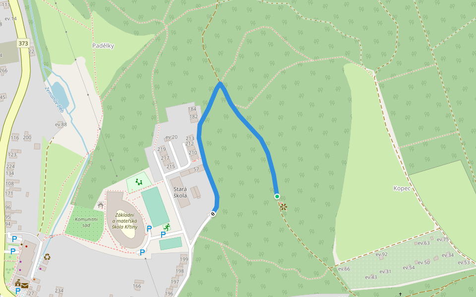 Historie Křtin walking route map in Křtiny