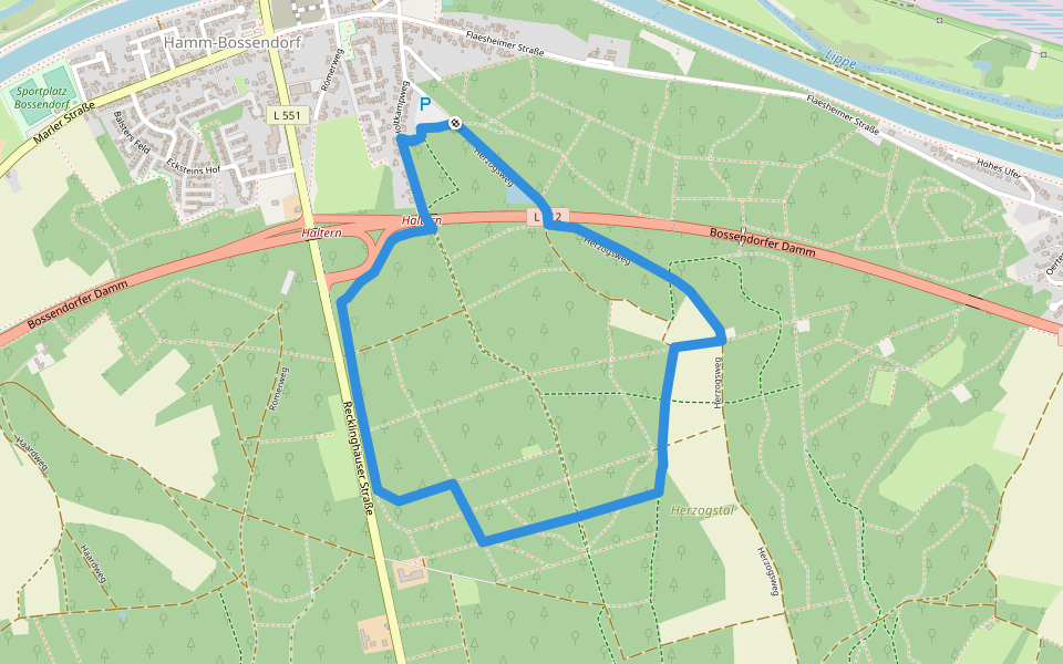 Bossendorf - Die Haard walking route map in Haltern am See