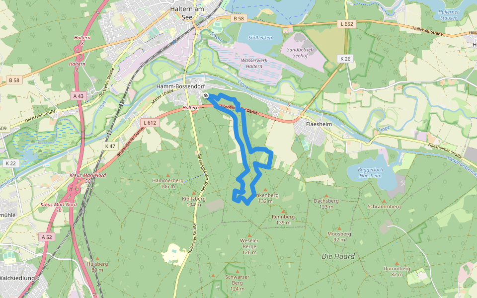 Bossendorf - Die Haard walking route map in Haltern am See