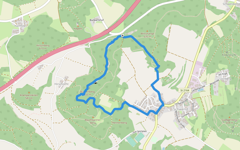 Feslsensteig über Schwend (6) walking route map in Birgland