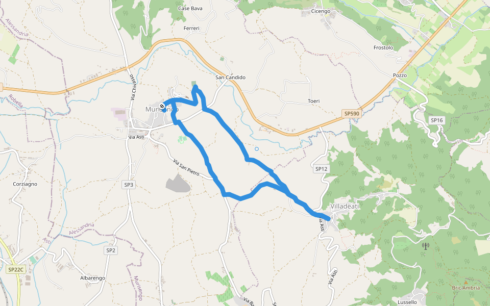 Il Monte Lungo walking route map in Murisengo