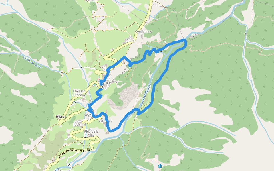 Tour Tornalla walking route map in Oyace