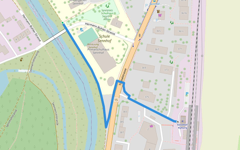 Sennhof - Sennhof Bhf. walking route map in Illnau-Effretikon