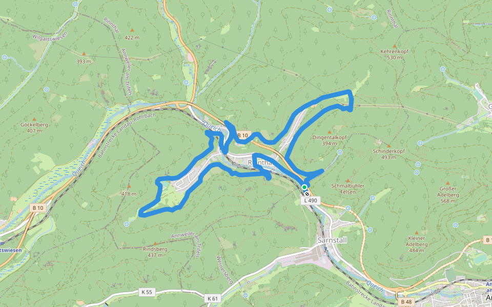 Herzelweg Rinnthal walking route map in Rinnthal