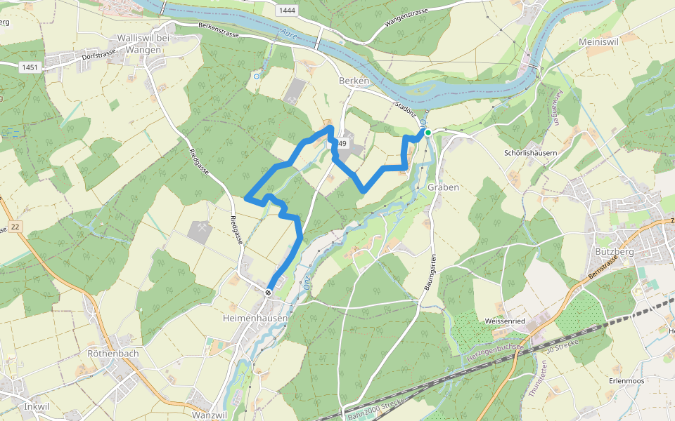Stadönz - Heimenhausen walking route map in Graben