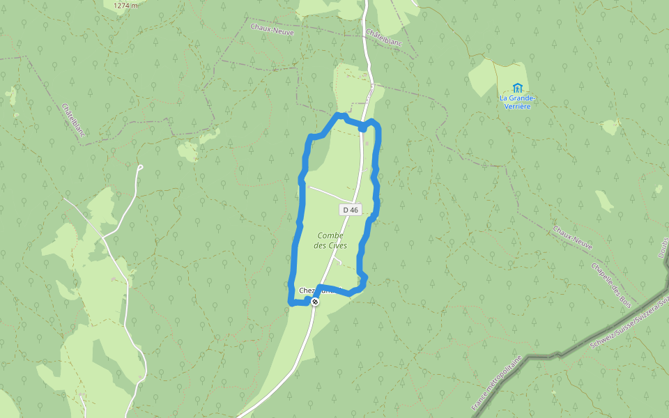 Sentier de Combe des Cives walking route map in Chapelle-des-Bois