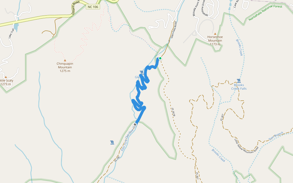 Glenn Falls Trail walking route map in Highlands