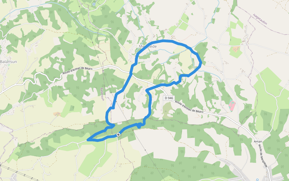 Randonnée : Tour de Mesplède walking route map in Argagnon