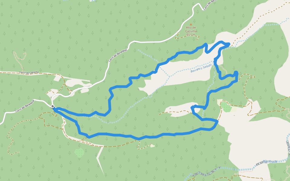 Ruta del Barranco Salado walking route map in Bicorp