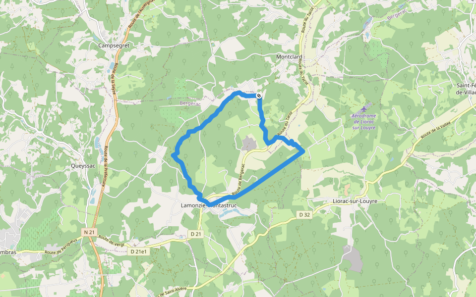 Circuit bleu walking route map in Saint-Georges-de-Montclard