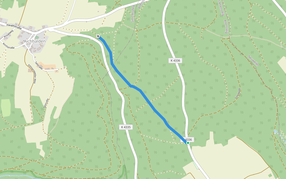Hornberger Höhe - Aichhalder Kirchweg walking route map in Altensteig