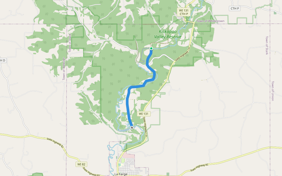 Old Highway 131 Trail walking route map in La Farge
