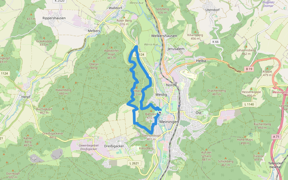 Der Meininger walking route map in Meiningen