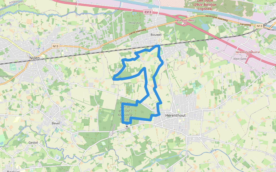 Bloktsepad walking route map in Herenthout
