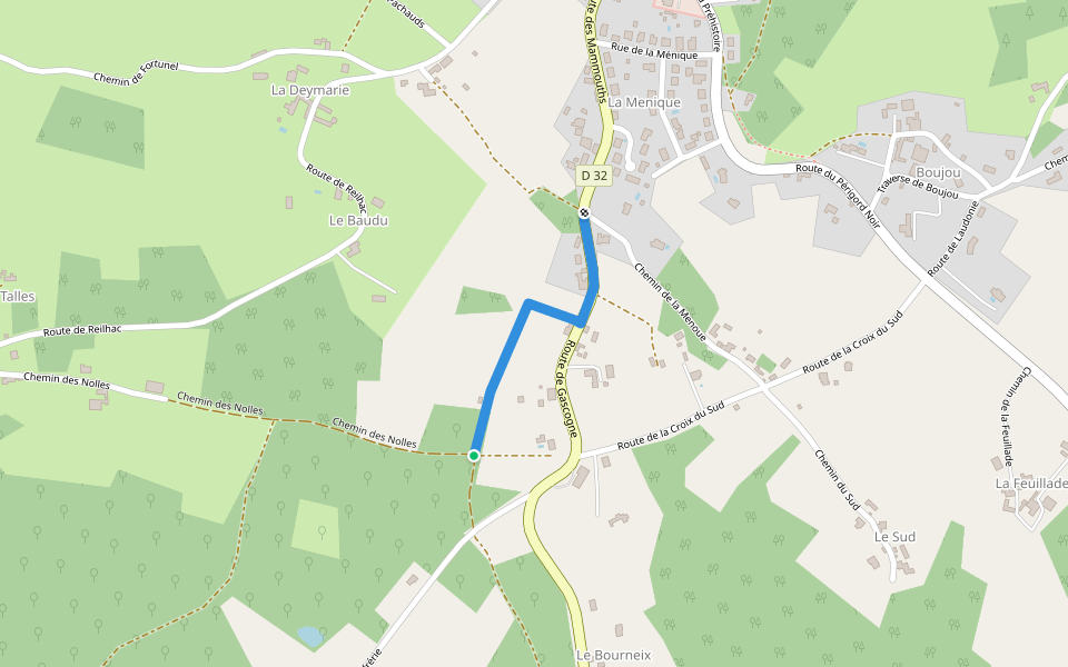 Liaison Boucle des Mammouths - Rouffignac-saint-Cernin-de-Reilhac walking route map in Rouffignac-Saint-Cernin-de-Reilhac