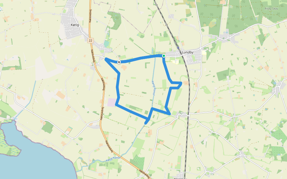 Køng Mose rundtur walking route map in Lundby