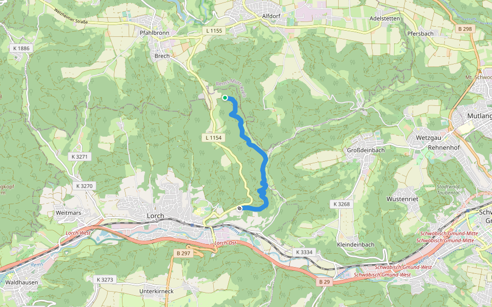 Naturerlebnisweg walking route map in Lorch