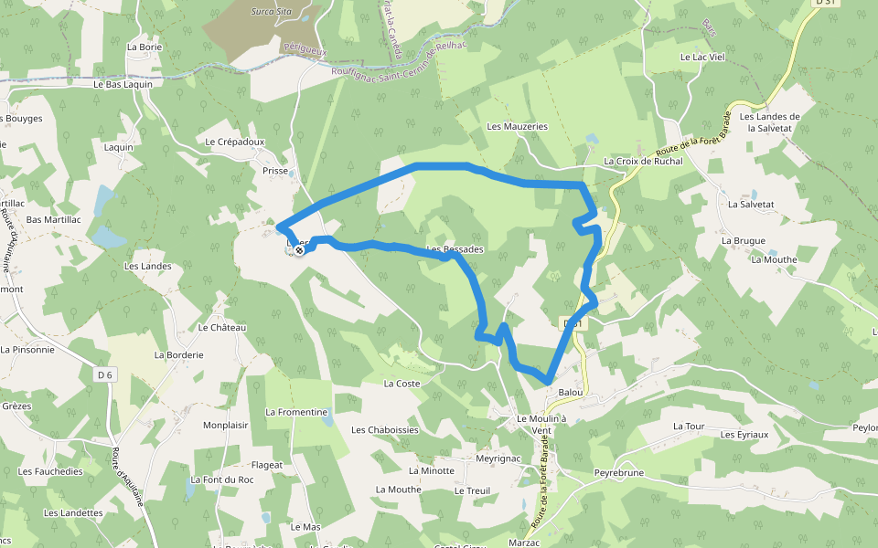 Boucle de l'Herm walking route map in Rouffignac-Saint-Cernin-de-Reilhac