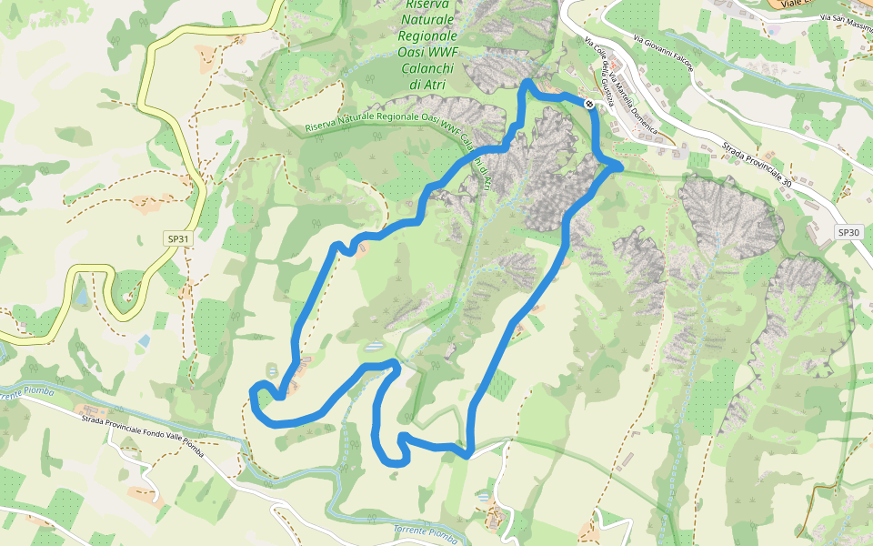 Riserva Naturale Regionale Oasi WWF Calanchi di Atri walking route map in Atri