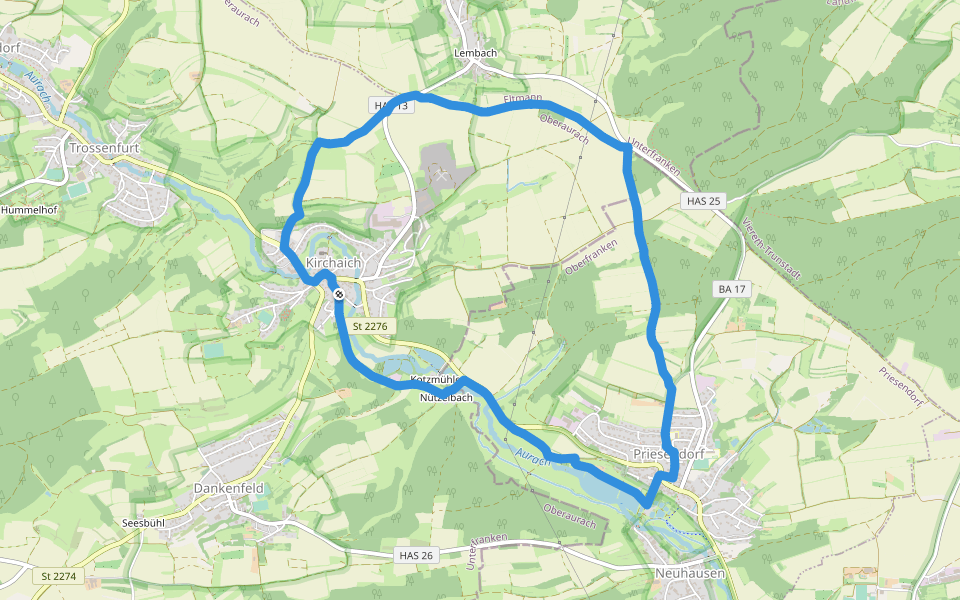 Rundweg Priesendorf P 4 "Lembacher Weg" walking route map in Oberaurach