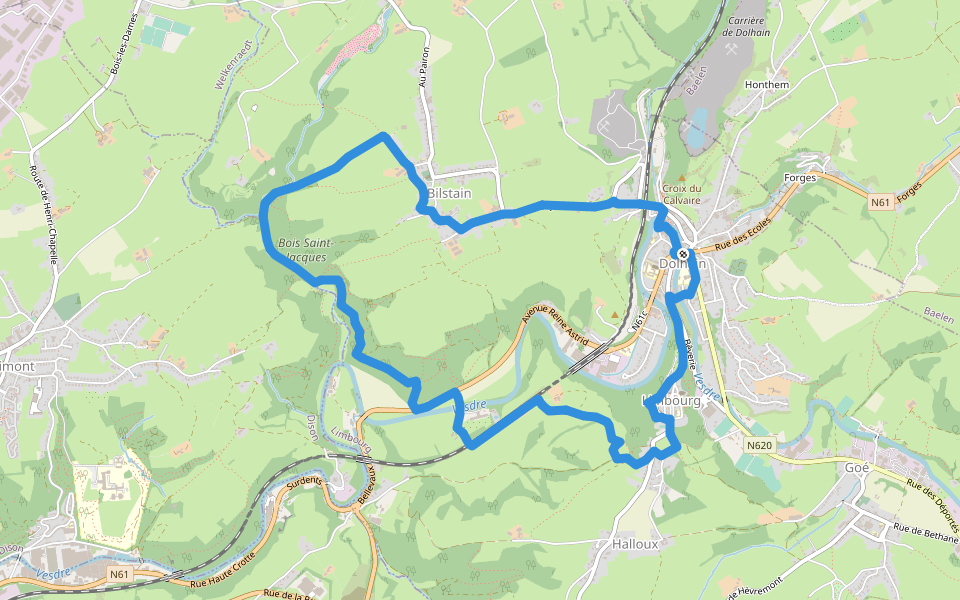 Limbourg: Bilstain walking route map in Limbourg