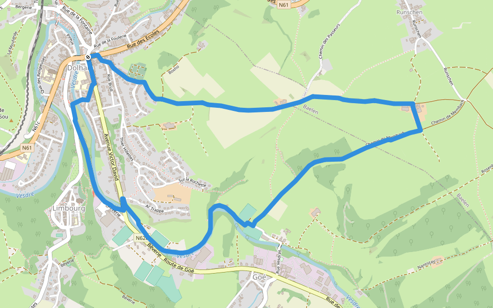 Limbourg: promenade vers la Belle-vue walking route map in Limbourg