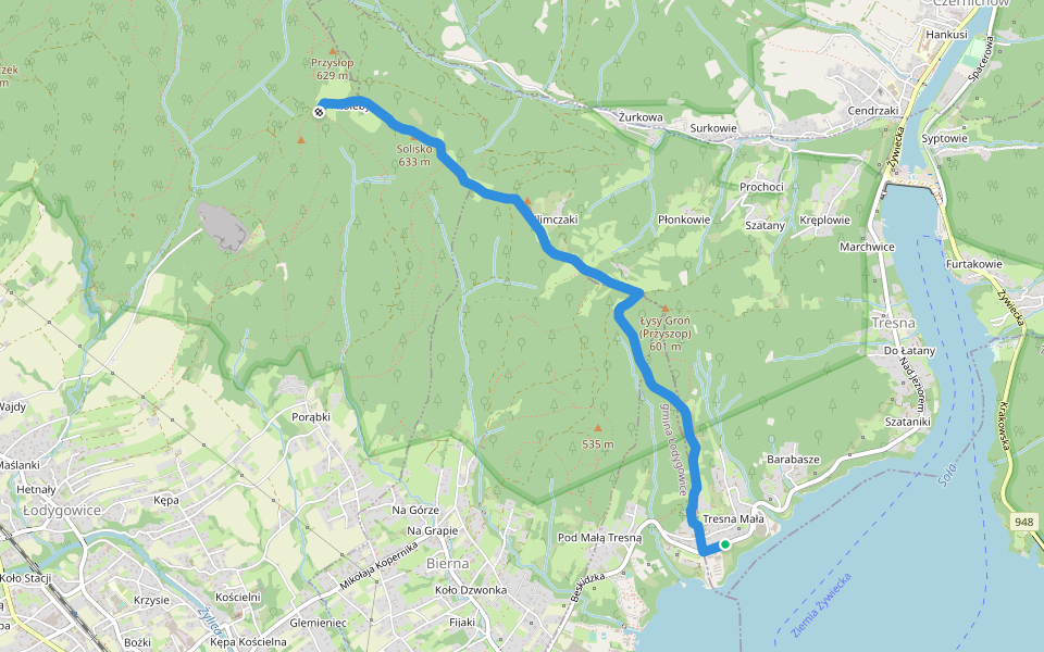 Tresna - Koleby walking route map in Tresna