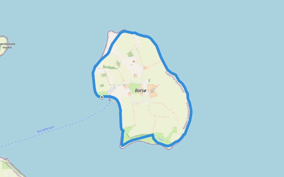 Barsø Rundtur walking route map in Aabenraa