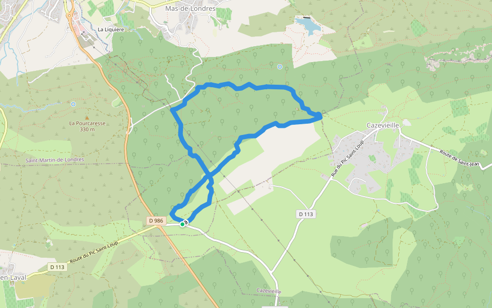 Le sentier de Sauzet walking route map in Mas-de-Londres