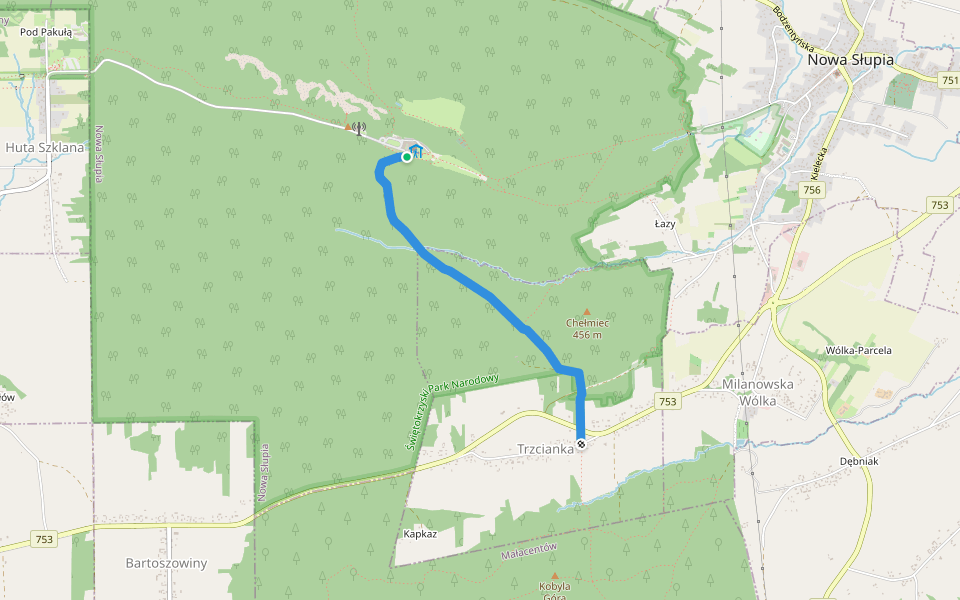 Ścieżka przyrodnicza - Szlakiem mamucich jodeł walking route map in Nowa Słupia