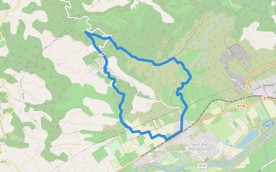 Chemin de Vivès walking route map in Vives