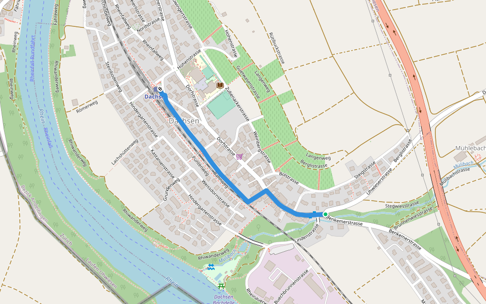 Guggeeren - Dachsen walking route map in Dachsen