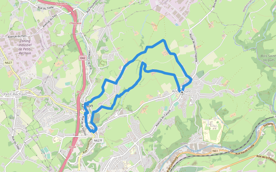 Dison : Promenade Georges Zeyen walking route map in Dison