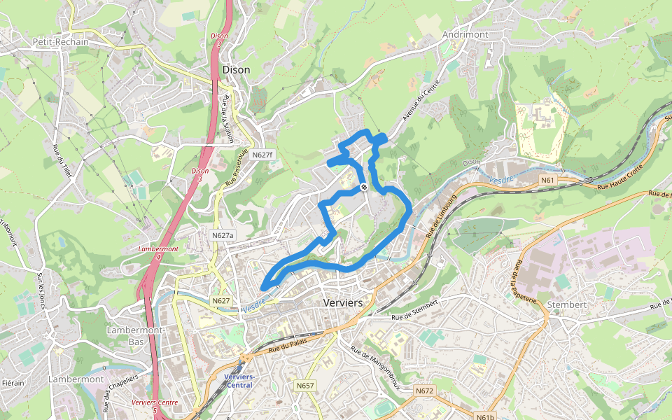 Dison : Promenade des Récollets walking route map in Dison