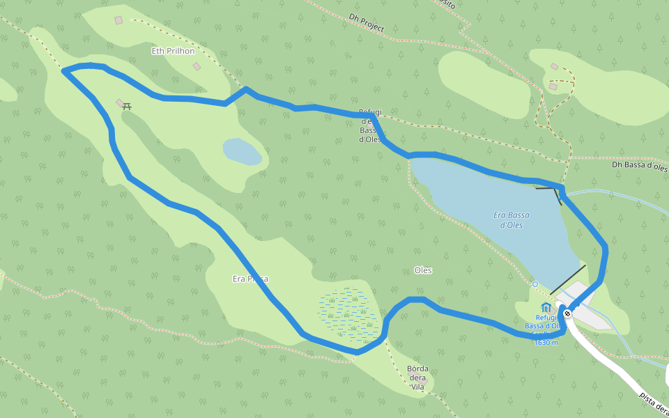 Bassa d'Oles walking route map in Gausac