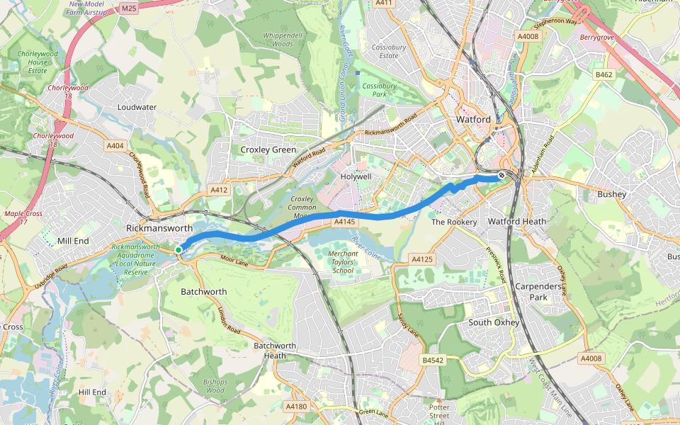 Ebury Way walking route map in Rickmansworth
