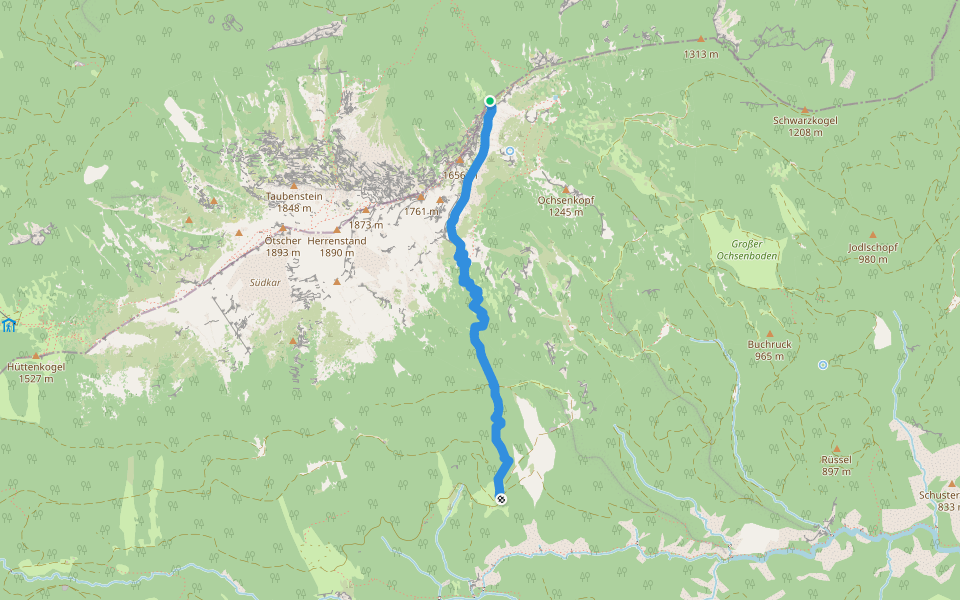 Rauher Kamm (Ötscher) - Jägerherz walking route map in Puchenstuben