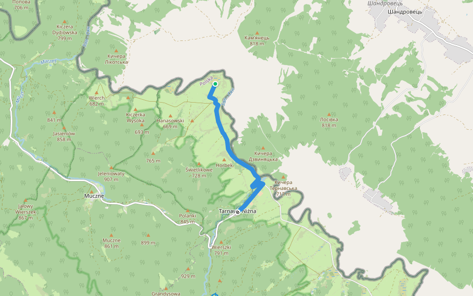Tarnawa Niżna - Dźwiniacz Górny (cmentarze) walking route map in Łokieć