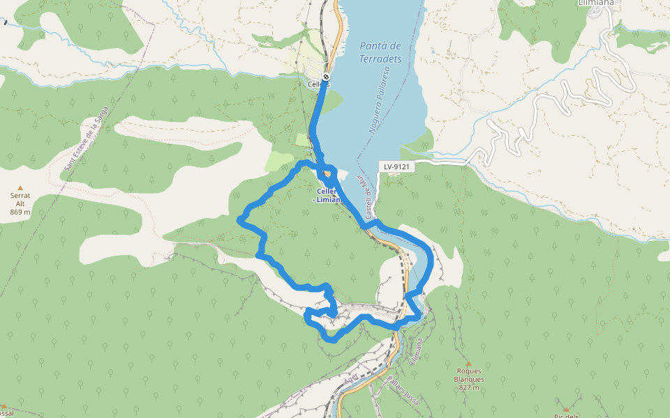Barranc del Bosc i Roca Regina walking route map in Cellers