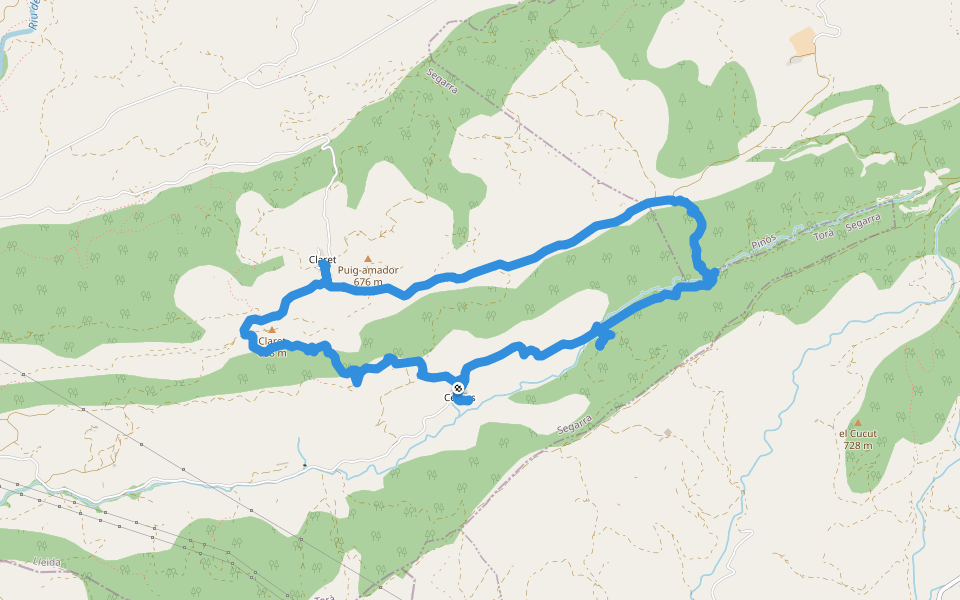 Cellers - Monestir - Claret - Cellers walking route map in Cellers